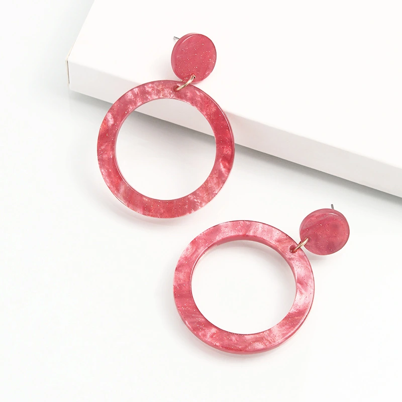 Cute Wind Red Circle Earrings Women's Temperament Short Waxy Red Earrings