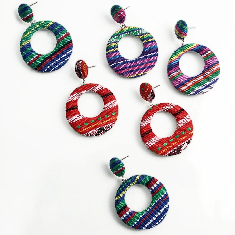 Round Piece Hypoallergenic Fabric Circle Earrings