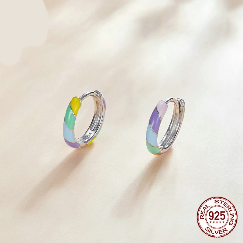 S925 Sterling Silver Rainbow Earrings Women