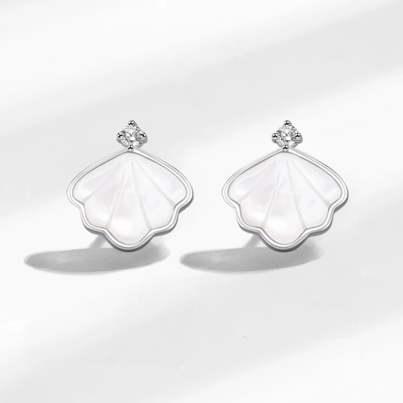 S925 Sterling Silver One Shell Earrings Women