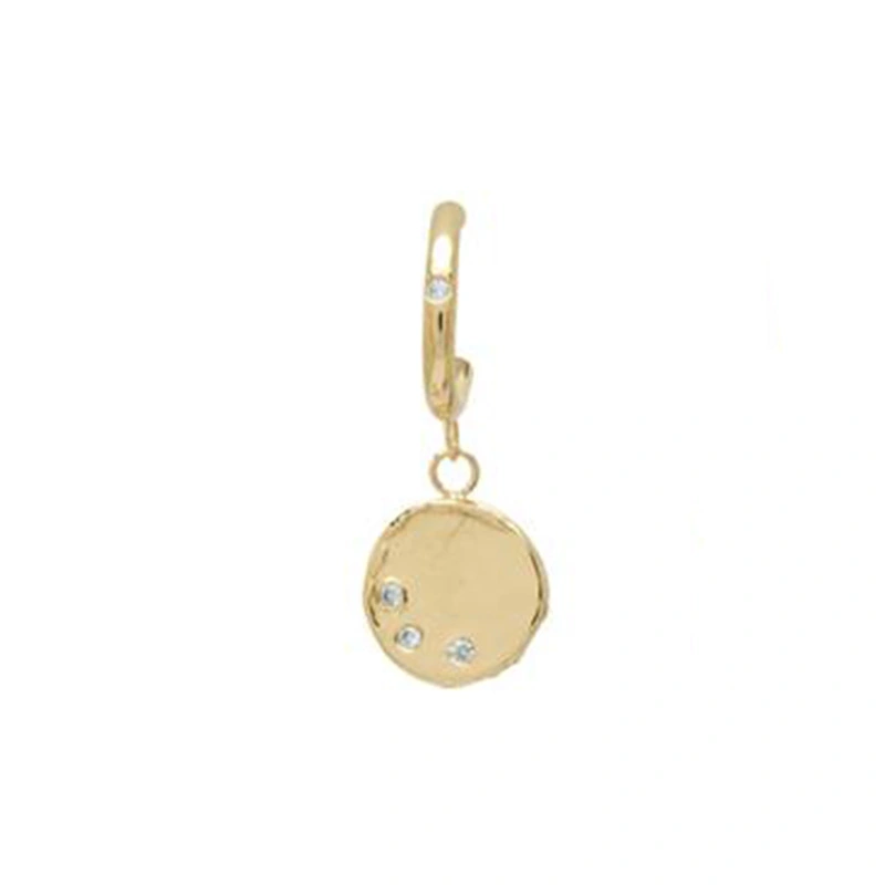 Copper Plating 14K Real Gold With Rhinestone Irregular Coin Pendant