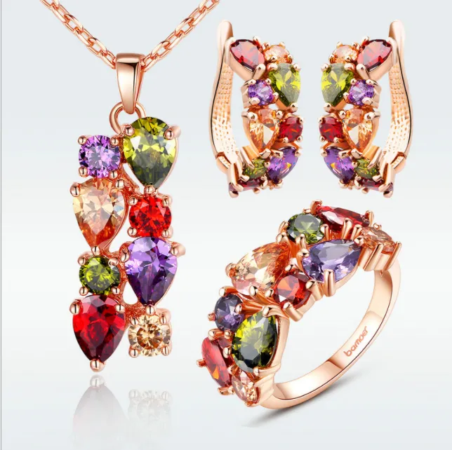 Three-piece Set With Colorful Zircon