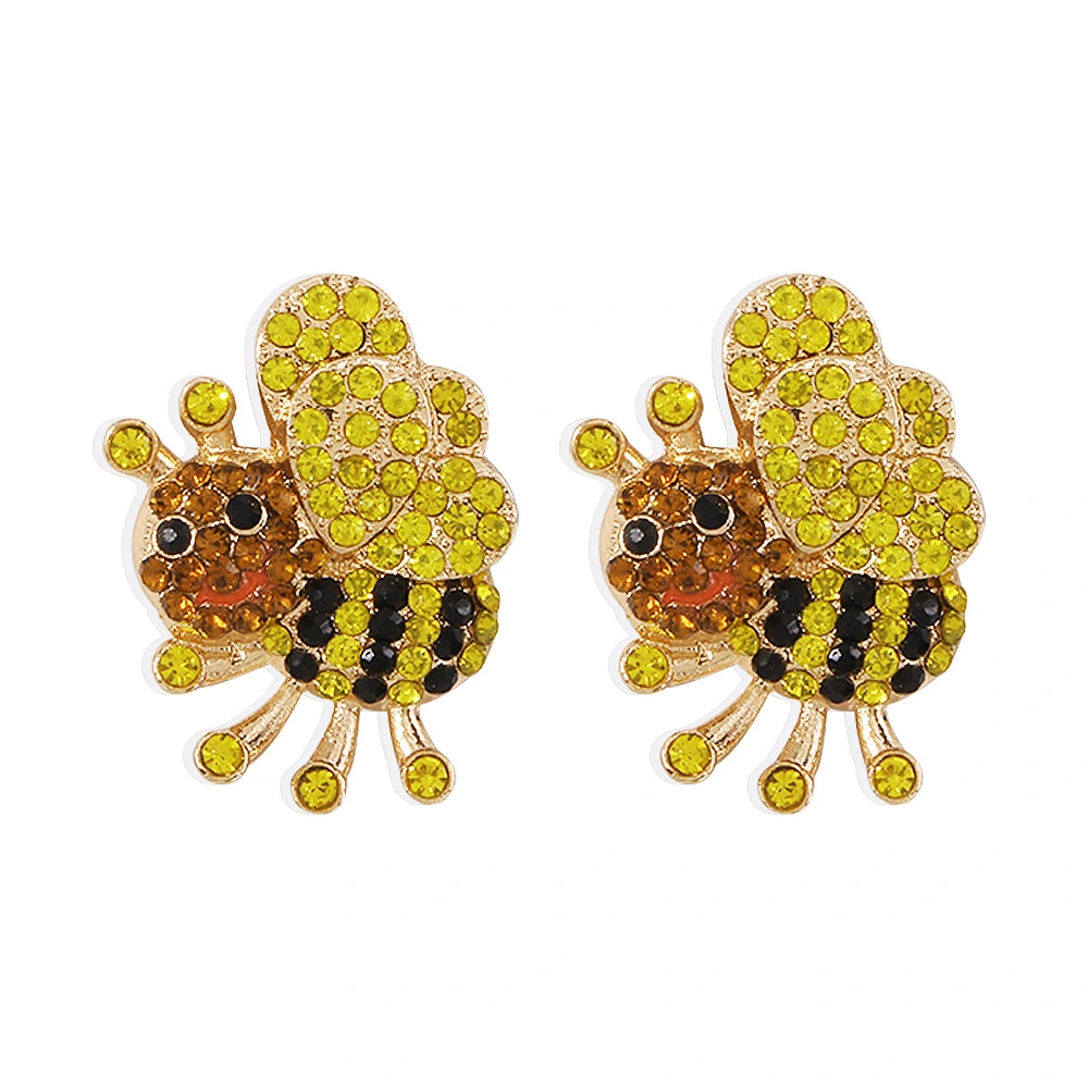 Little Bee Cute And Fun Full Rhinestone Ear Studs