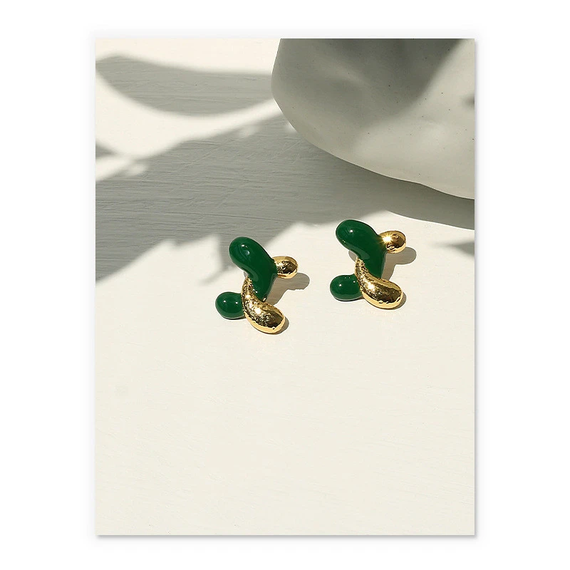 European And American Luxury Green Contrast Color Fashion Earrings Earrings