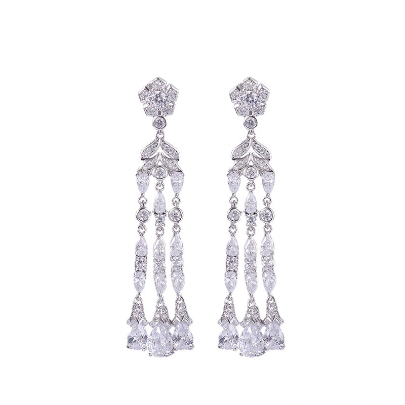 Fashion Simple Long Zircon Earrings