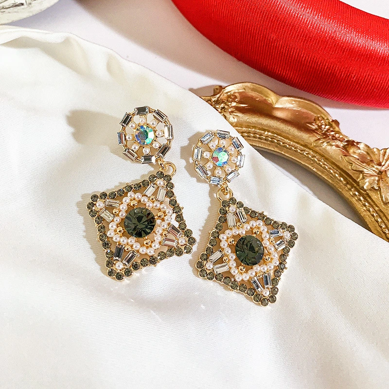 High-end French Baroque Emerald Stud Earrings