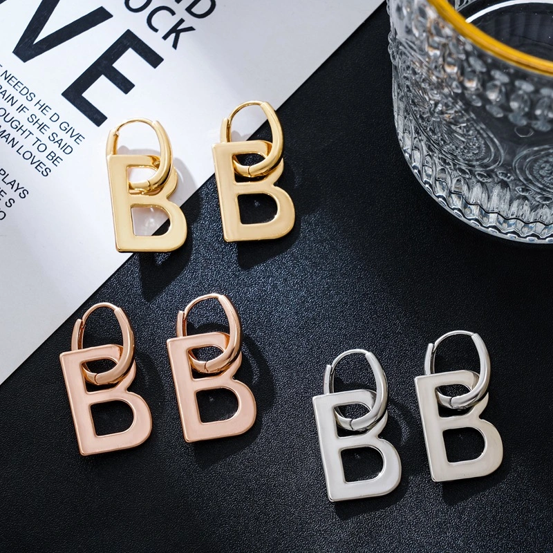 European And American Ins Style Personality Retro Letter B Geometric Ears