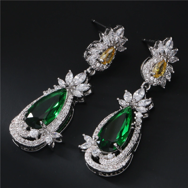 Fashion Retro Zircon Color Drop Earrings