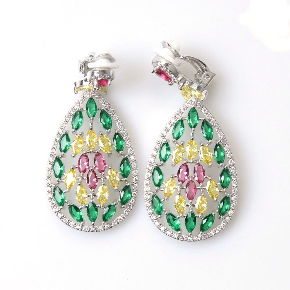 Fashion Colorful Zircon Geometric Copper Earrings