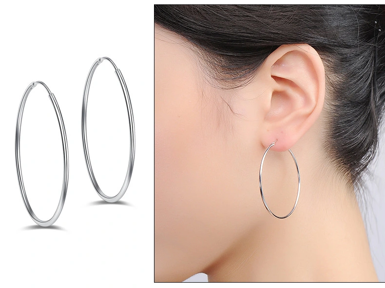 Exaggerated Glossy Big Ear Earrings Female Silver Temperament Fashion