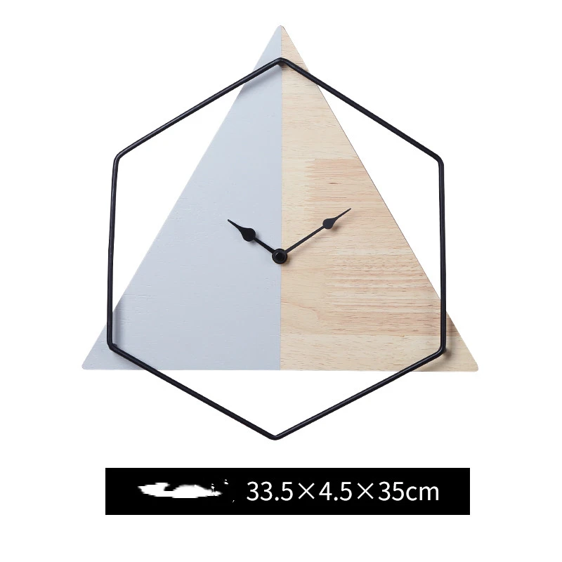 Modern Design Wall Clock Minimalism Art Silent Geometry Wooden