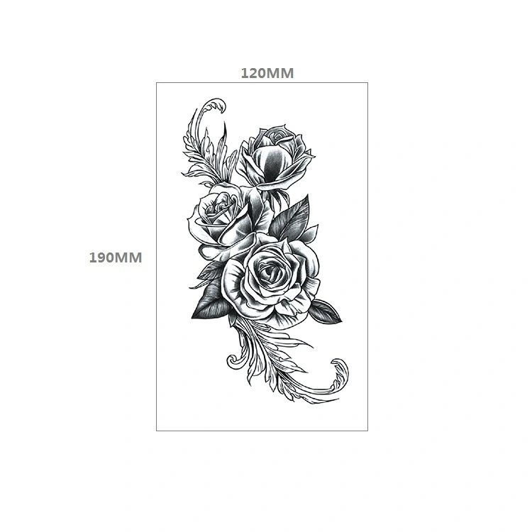 TBS Flower Arm Tattoo Sticker Waterproof Simulation Totem Black Rose Flower Tattoo Sticker Spot Customization