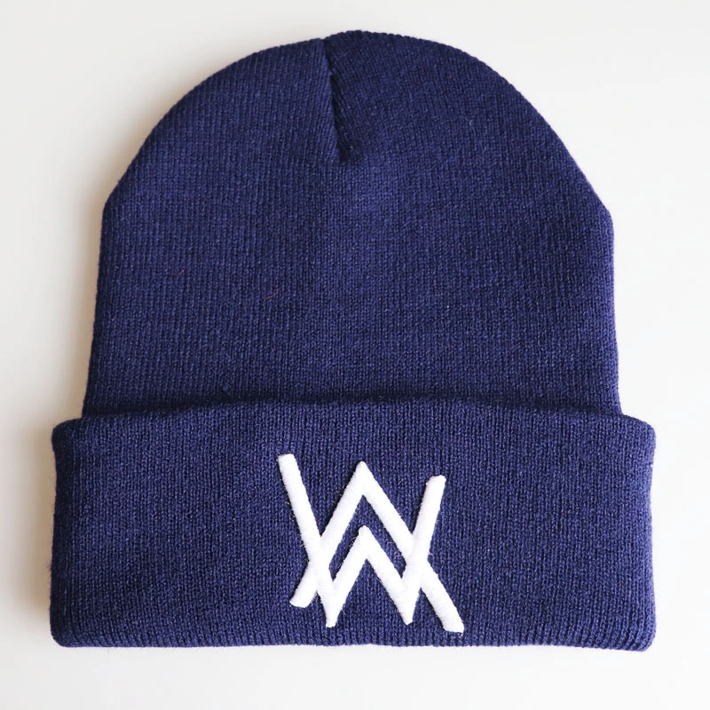 Winter Woolen Hat, Embroidery Knit Hat, Pullover Cap, Hip-Hop Ski Cap