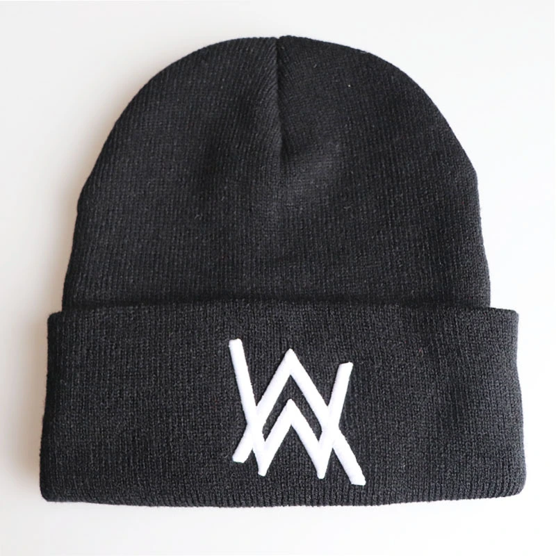 Winter Woolen Hat, Embroidery Knit Hat, Pullover Cap, Hip-Hop Ski Cap