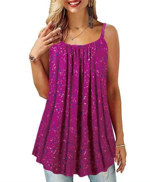 New Summer Women's Printed Folded Large Swing Loose Camisole