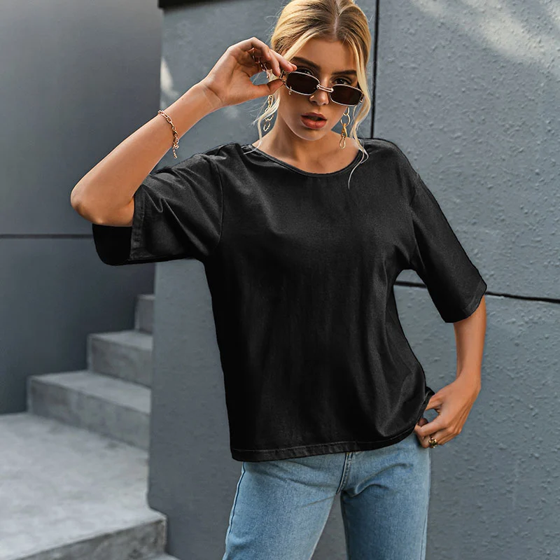 Women Bottoming Shirt Is Thin And Western Design Short-Sleeved T Shirt
