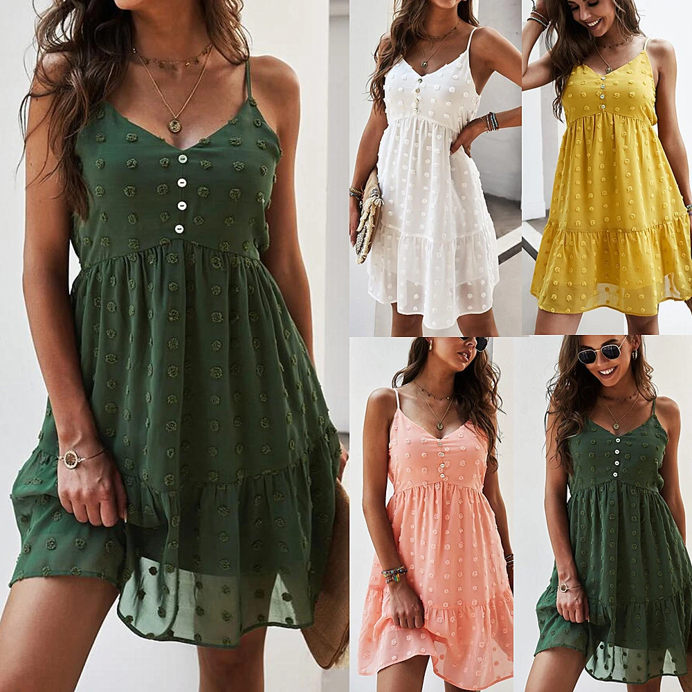 V-neck Suspender Dress, Casual Dress, Large Swing Dress