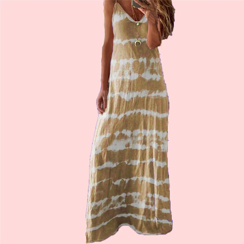 Strap And Horizontal Print Tank Top Dress