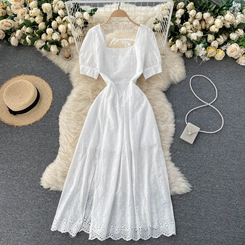 Split Over The Knee Long Skirt French Dress Female Summer