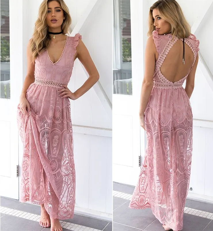 ss Backless Dress Elegant Christmas Maxi Long Dress Vestidos