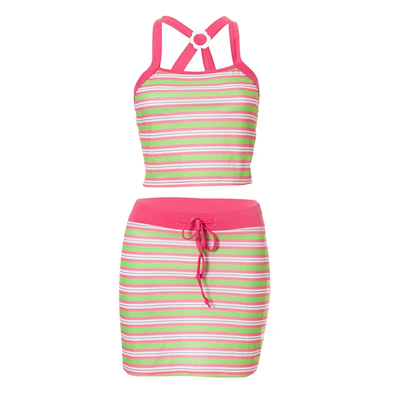 Women's Short Skirt Suit With Halter Neck Strapless Waistcoat With Straps And Hips