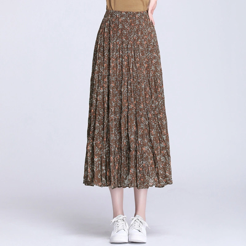 Floral Stitching Chiffon Skirt