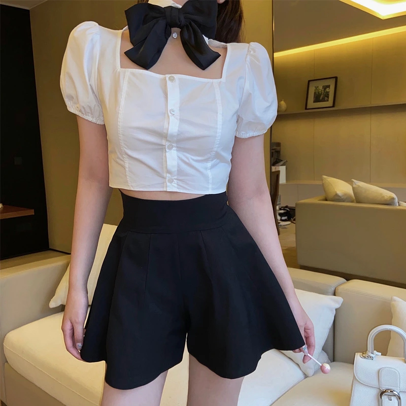 High waist slim A-line skirt shorts