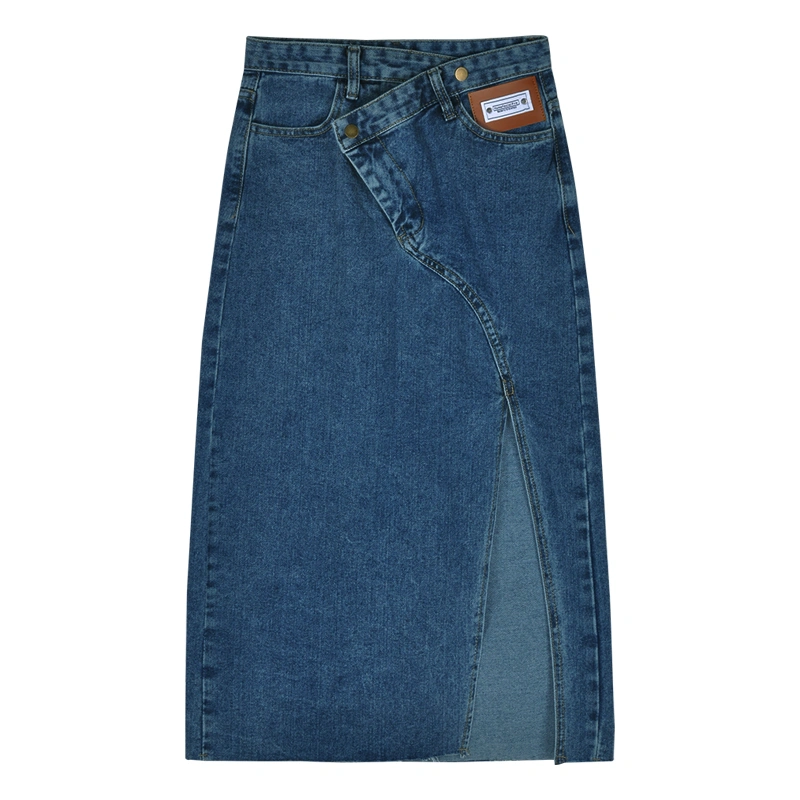 Irregular Slit Denim Skirt Women's Summer