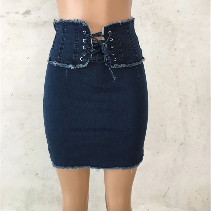 Women's High Waist Casual Denim Skirt Sexy Pocket Pencil Mini Skirt Street Style Jeans