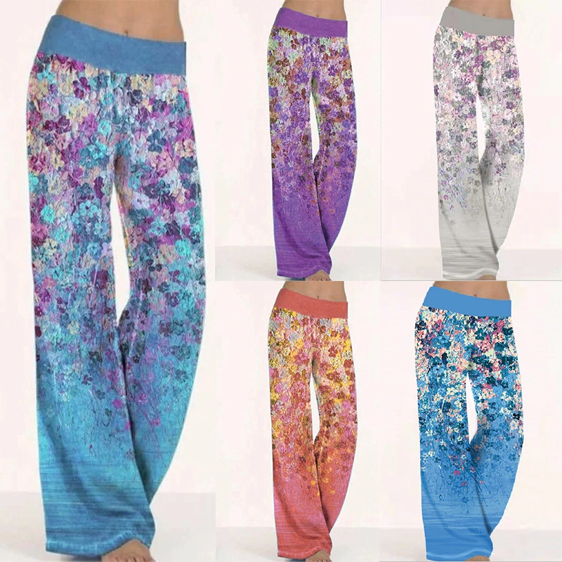 Positioning Printed Yoga Wide-Leg Sports Trousers Women