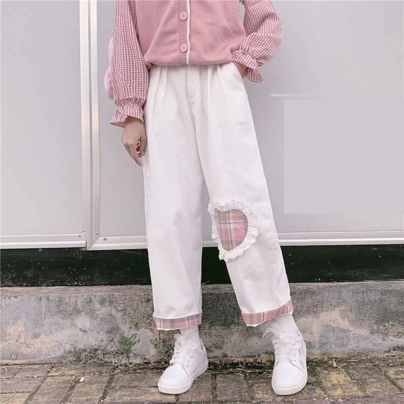 Japanese College Style Casual Corduroy Wide-Leg Pants Women