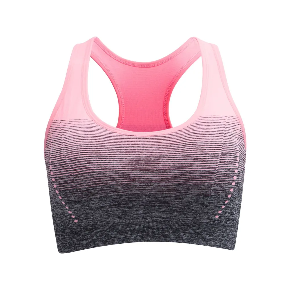 Gradient Color High-Strength Shockproof Yoga Fitness Running Sports Bra Without Steel Ring