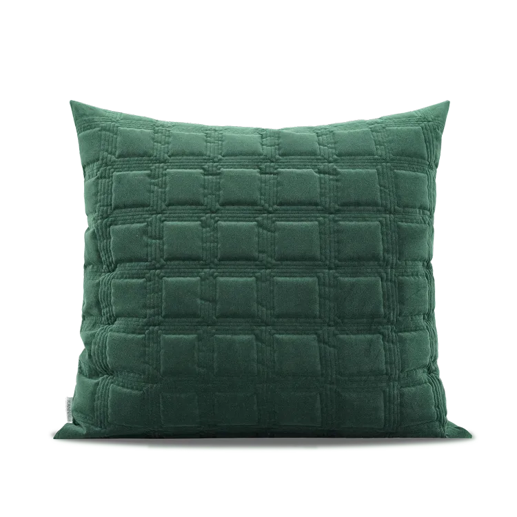 Dark Green Geometric Quilted Three-dimensional New Chinese Pillow