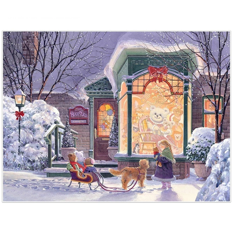 Snow Diamond Painting, All Christmas Square Rhinestone Embroidery, Handmade Mosaic