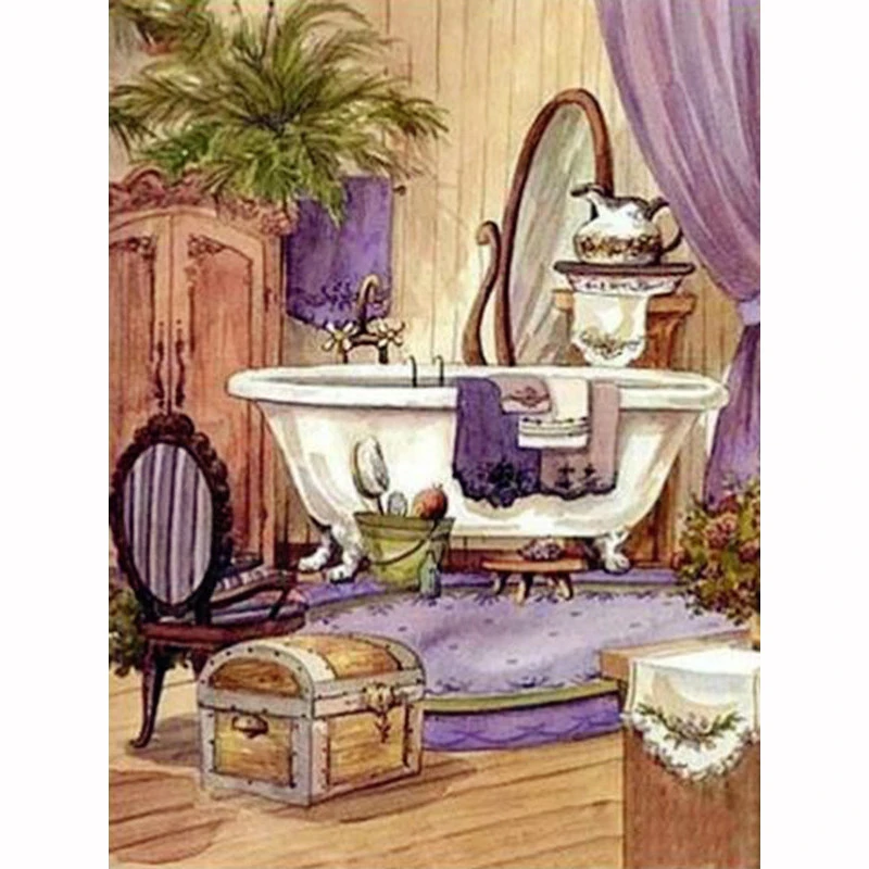 DIY 5D Diamond Painting Bathroom Mosaic Embroidery Kits Cross