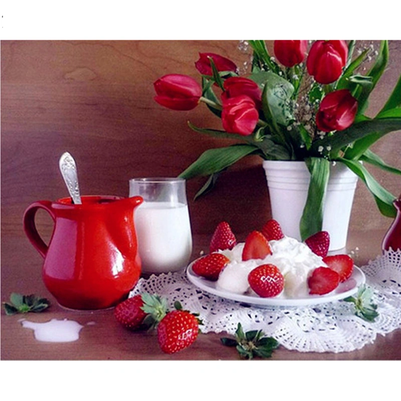 Embroidered diamond paintings, rhinestone mosaics, red strawberry cups, wall stickers