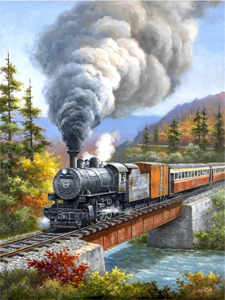 Forest Crossing Train Diamond Painting