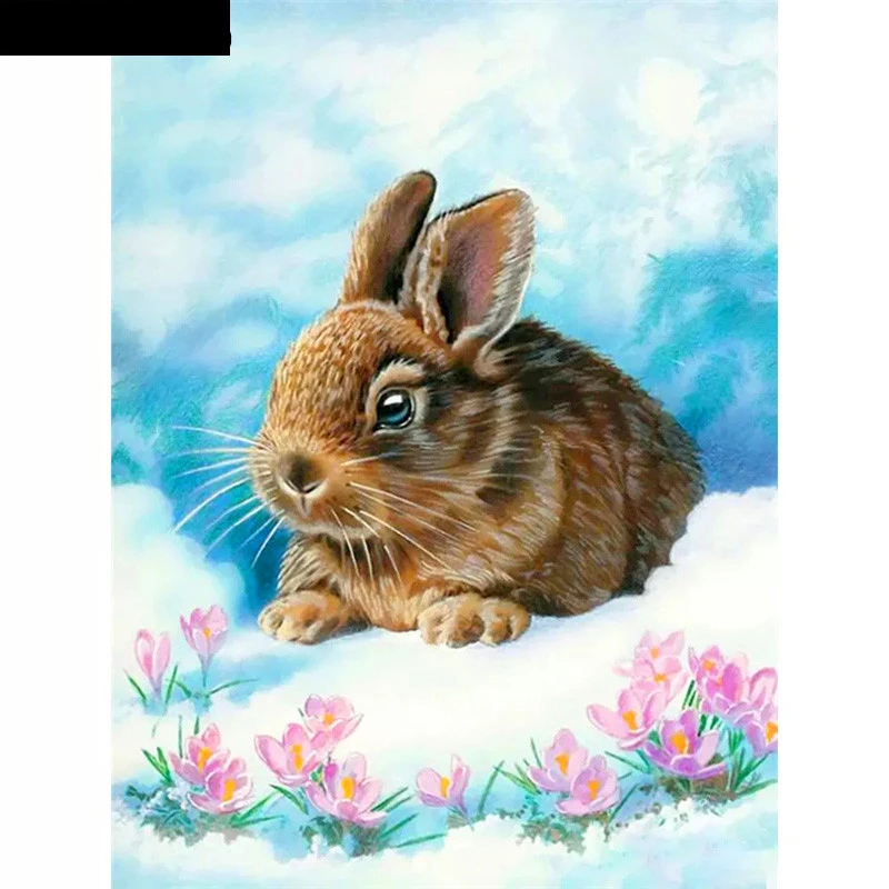 Full Square Round Diamond DIY Diamond Painting Animal Rabbit 3D Diamond Embroidery