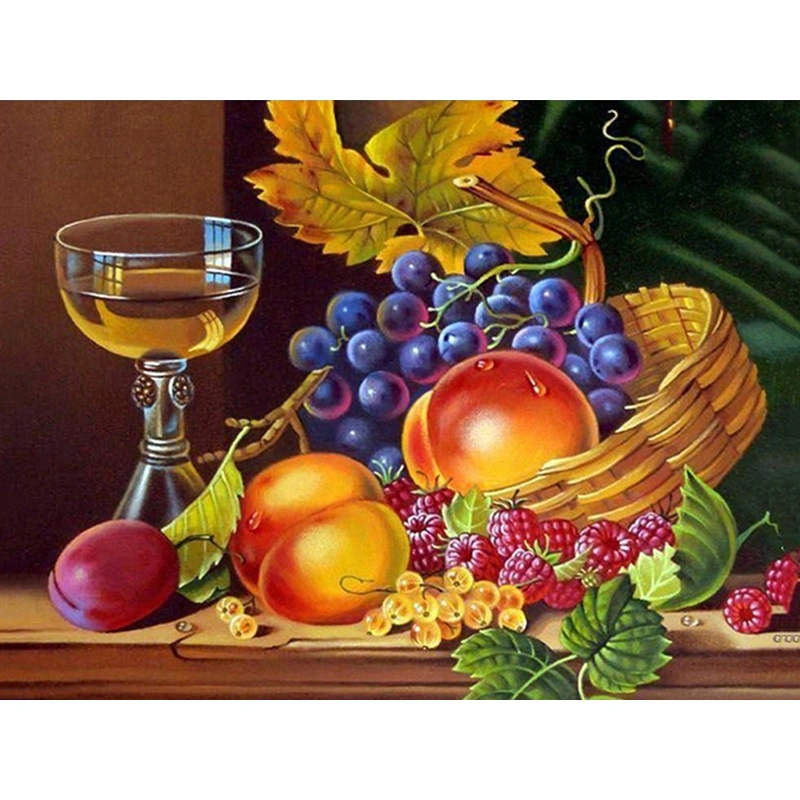 Diamond Painting Complete Cross Stitch Kit Fruit And Beer Embroidery Needlework Mosaic