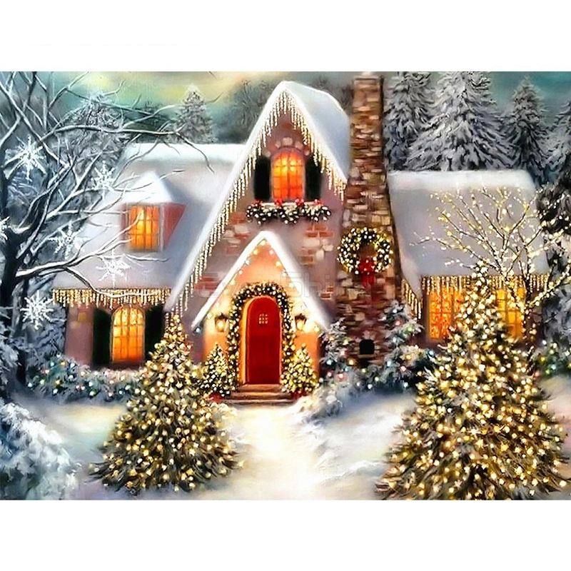 Cross Stitch Diamond Painting Winter Embroidery Home Decoration Cottage