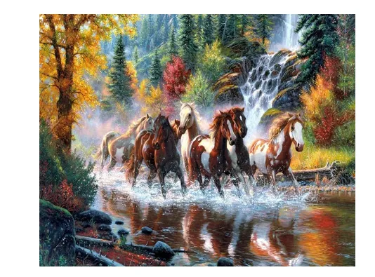 Square Diamond DIY Diamond Painting Cross Stitch Mosaic Full Coverage Embroidery Waterfall And Horse