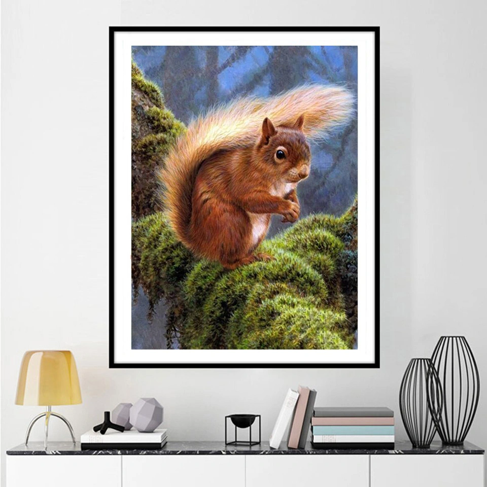 Diamond Painting Cute Squirrel, All Diamonds, 5D Square