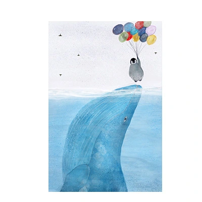 Simple Cartoon Whale Poster Frameless Decorative Painting Living Room Dining Room Painting Core Children's Room Decoration