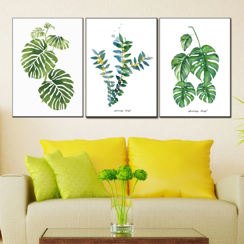 Canvas Painting, Spray Painting, Green Plants, Set Painting, Decoration Painting, Apartment Hotel With Painting, Oil Painting