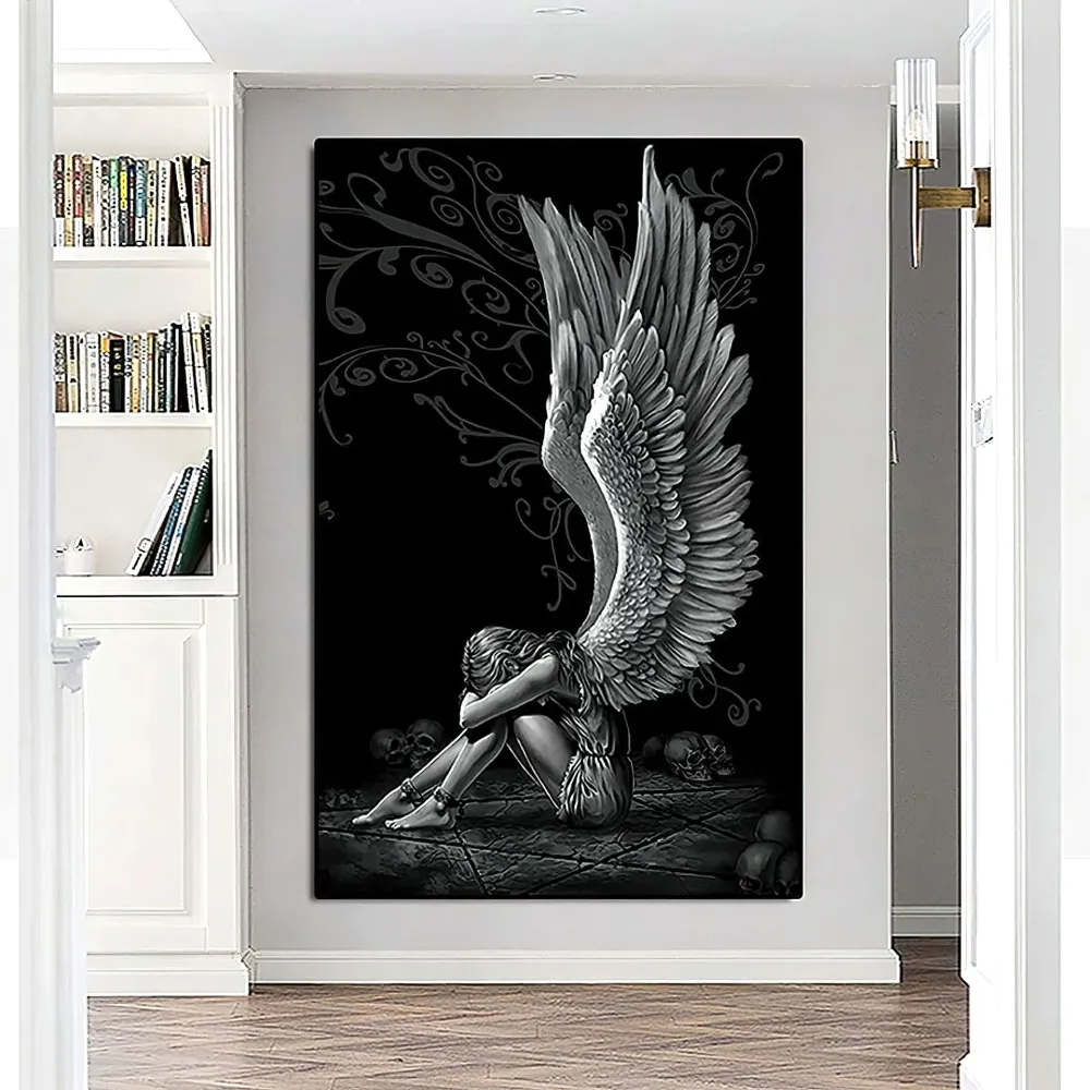 Sitting Angel Art Poster Living Room Angel Wings Wall Decoration Oil Painting