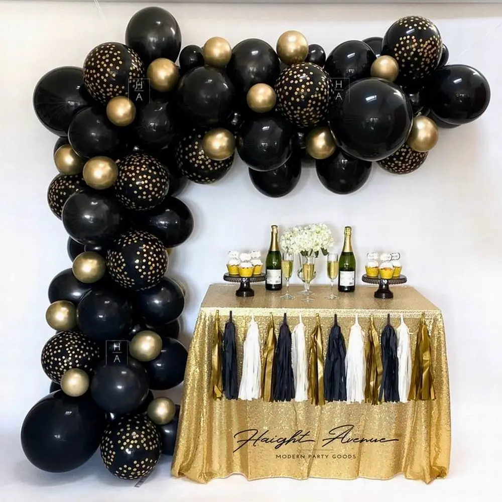 Black Pearlescent Balloon Chain Set Decoration Latex Balloon