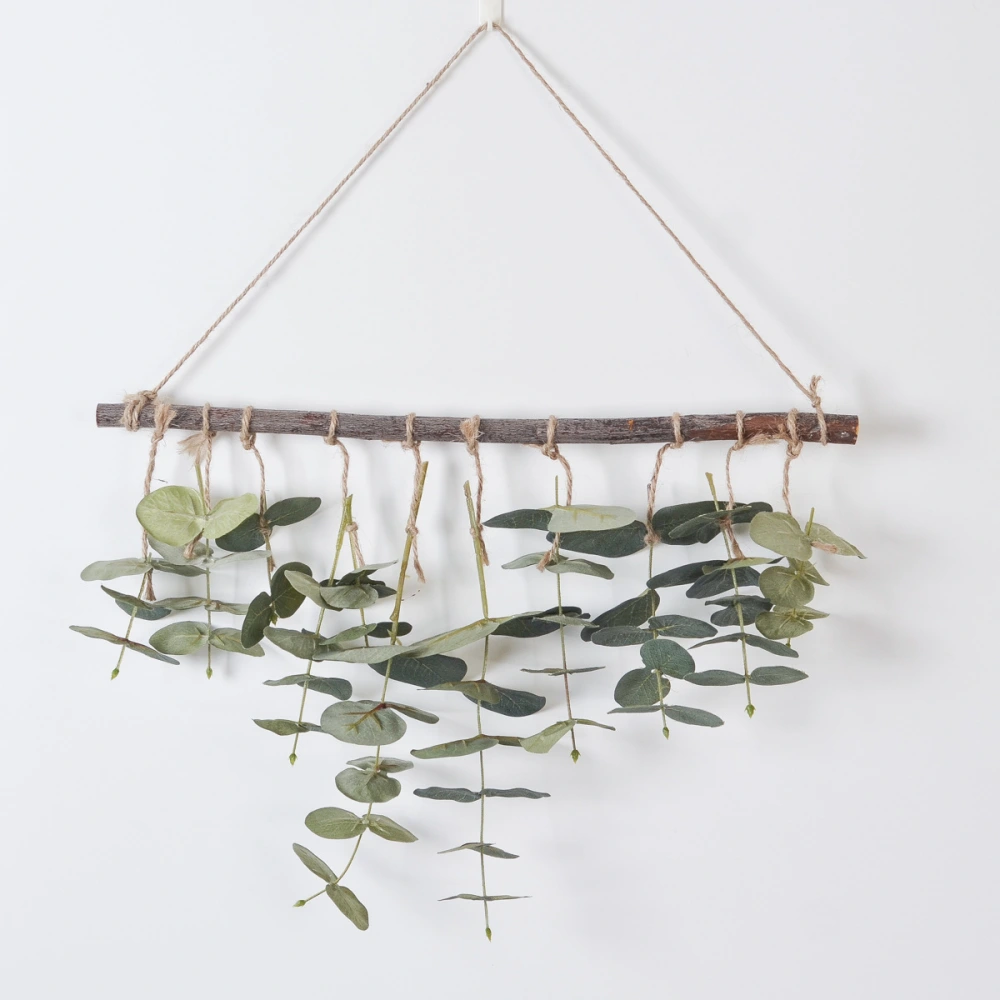 Log Wall Hanging Green Plant Eucalyptus Leaf Artificial Fern Leaf