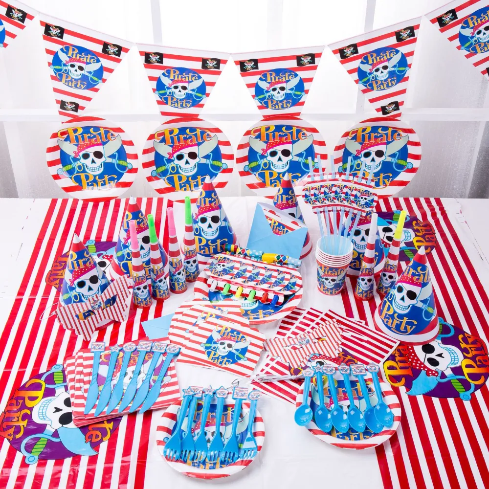 Birthday Disposable Tableware Pirate Theme Set Prom Decoration Supplies