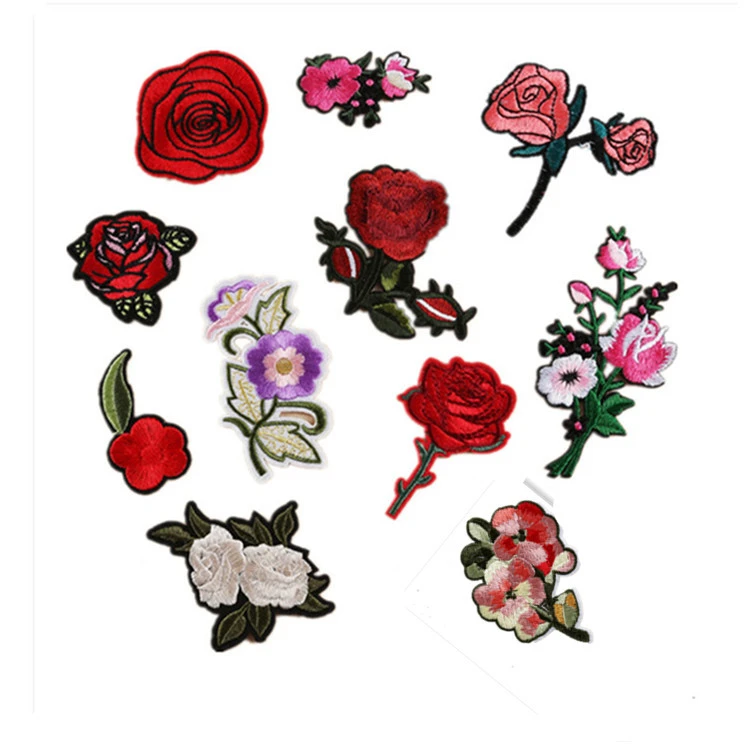 Embroidery Rose Plum Cloth Stickers Stage Clothing Accessories Adhesive