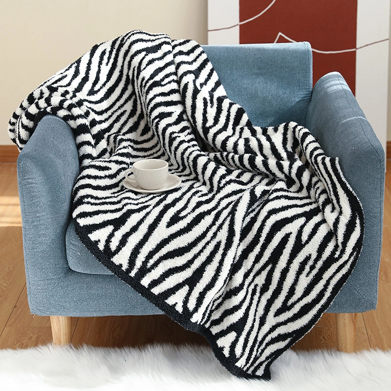 Knitting Blanket Black And White Zebra Pattern